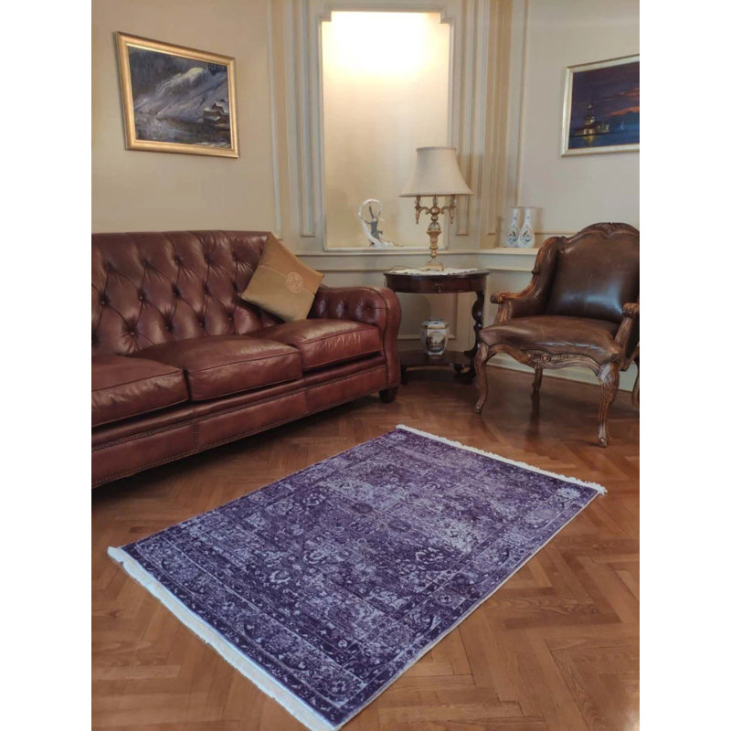 Tapis en coton Landree avec envers antidérapant, Carré 3 pi 3 po