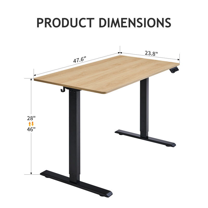  Electric Standing Desk, 48x 24 Inches Height Adjustable Desk, Sit And Stand Up, Ergonomic Rising Computer Table With