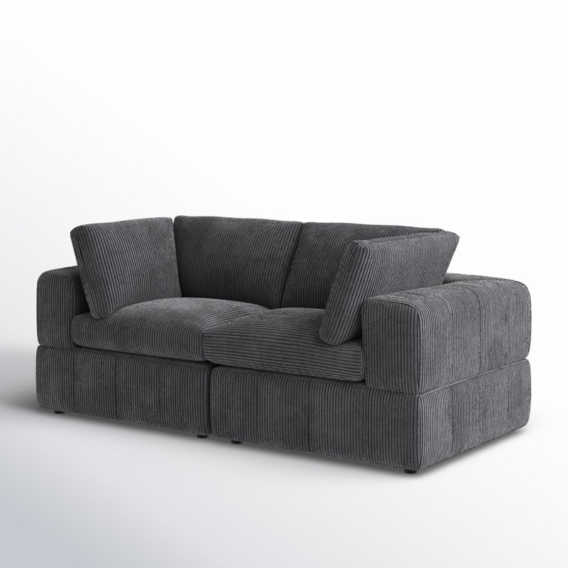 Aronas 79'' Corduroy Loveseat, Dark Grey
