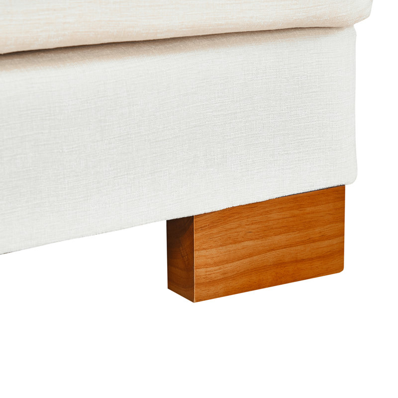 Combinaison de chenille beige avec méridienne double - Pu, capacité de charge maximale de 500 lb, support central pour pieds en bois massif, quincaillerie rouille, tissu PU facile à installer, pieds de quincaillerie stables, assemblage facile