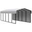 Abri d'auto en acier avec 1 ensemble de parois latérales, 10 x 24 x 7-100015409