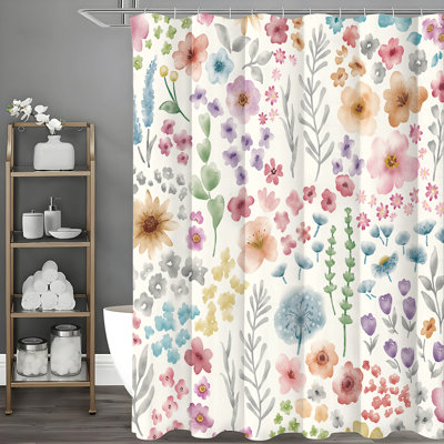 Floral Shower Curtains with Hooks Included