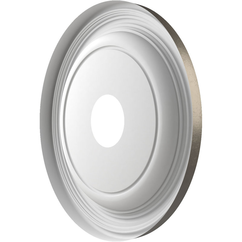 Médaillon traditionnel en PVC thermoformé pour plafond, H 10 po x l 10 po x P 1,13 po, Acier métallique vieilli
