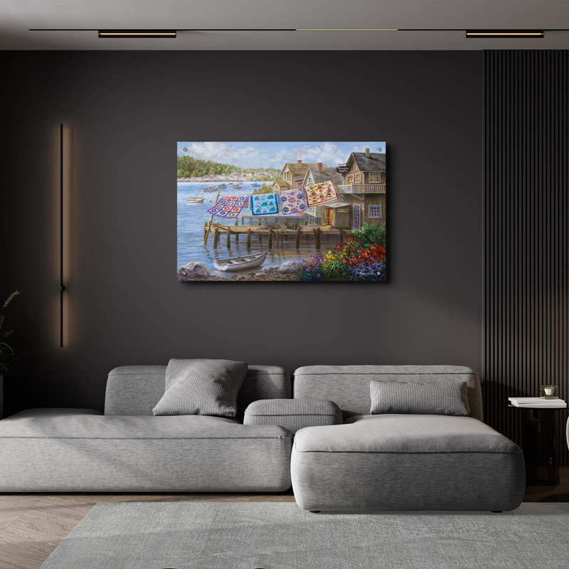  «Dock Side Quilts» par Nicky Boehme, art mural en verre acrylique, 36 po x 24 po, H 24 po x l 36 po