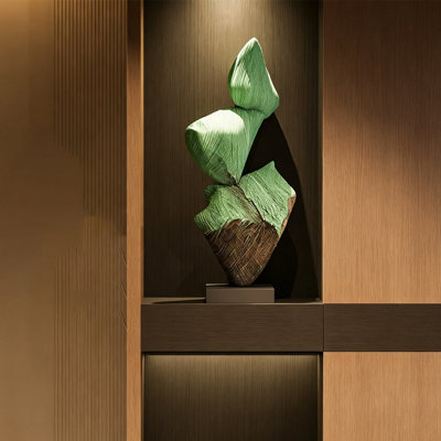 Modern Minimalist Fiberglass Marble Tabletop Sculpture, Stacked Irregular Textured Abstract Statue For Display Niche Interior Decoration