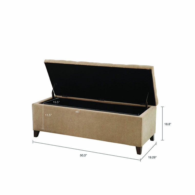 Banc de rangement rembourré Hannjo, Brun