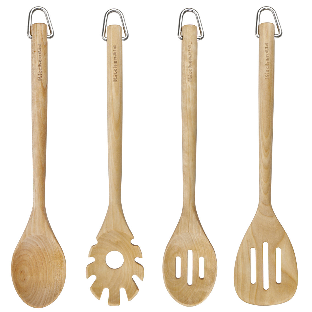 4 Piece Birch Wood Kitchen Utensil Set