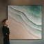 Extra Large Wall Art Fabric Print - Aqua Green Ocean Waves and Soft Beige Sandy Shore Coastal View for Living Room or Bedroom - "Frame Assembly Required (Unfinished Frame)"-135870005