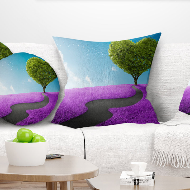 Heart Tree Abstract - Coussin imprimé abstrait, 18 po x 18 po, Coussin décoratif