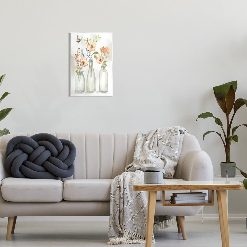 «Pink Blossoms Butterfly Arrangement Floater», art mural par Nan, H 19 po x l 13 po x P 0,5 po, Bois