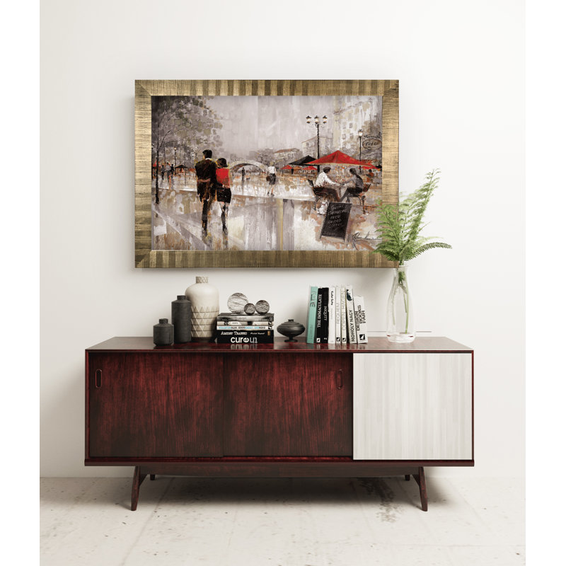 Reproduction sur toile « Charm » Arianie, Impression encadrée sans passe-partout, H 29 po x l 41 po, Or antique