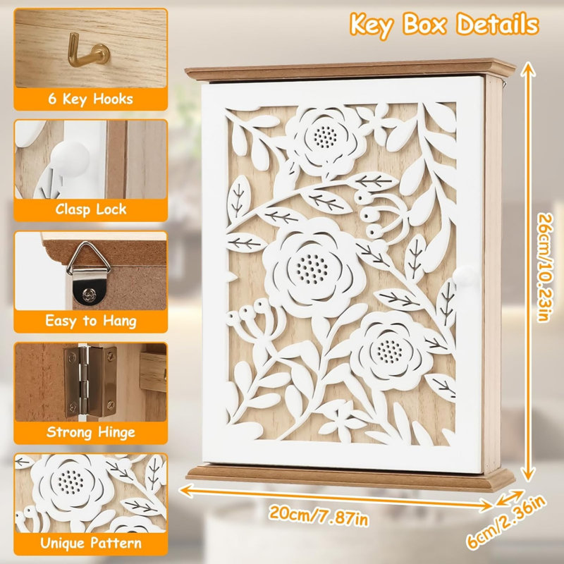 Wood Wall Organizer with Wall Baskets