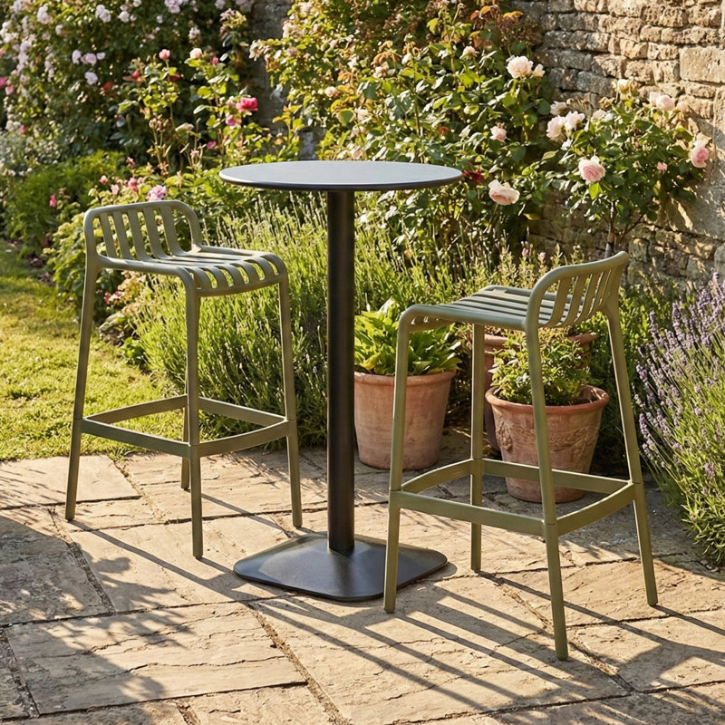Patio Dining Set with Round Table, 104cm H x 60cm W x 60cm D, 2, Avocado