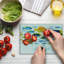 Multicolore, planche à découper en verre trempé Ambesonne
