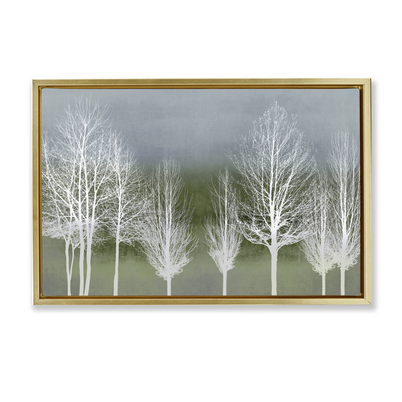 Cadre flottant White Tree Impressions, design par Kate Bennett, H 17 po x l 25 po, Cadre flottant métallique doré