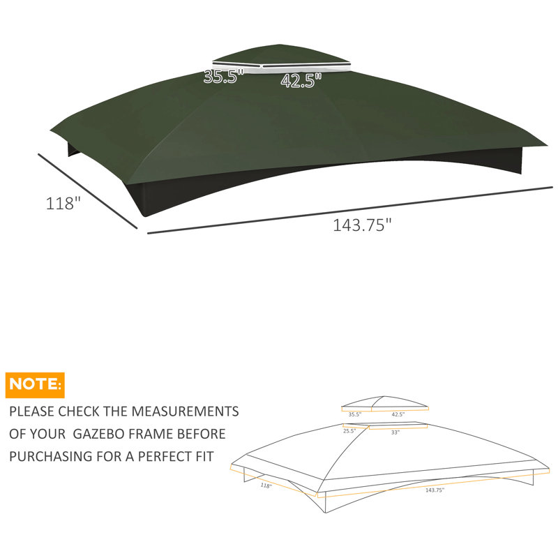 2 auvents de remplacement pour pavillon de jardin, 10 pi x 12 pi, avec drainage. Augmente la stabilité et la fonctionnalité de ventilation du pavillon de jardin. Améliore la durabilité
