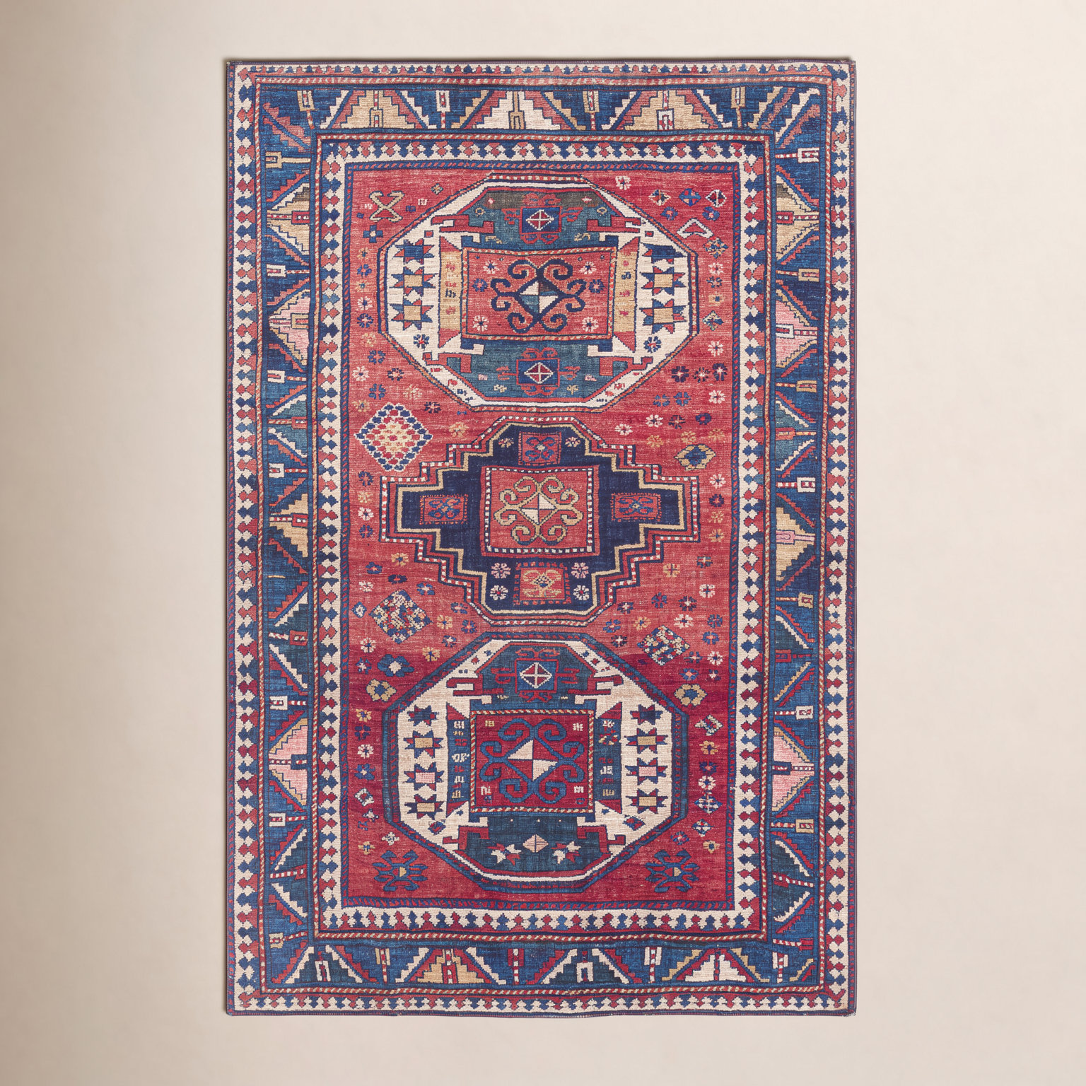 Broden Navy Red Oriental Rug, Rectangle 2'3" x 3'9"