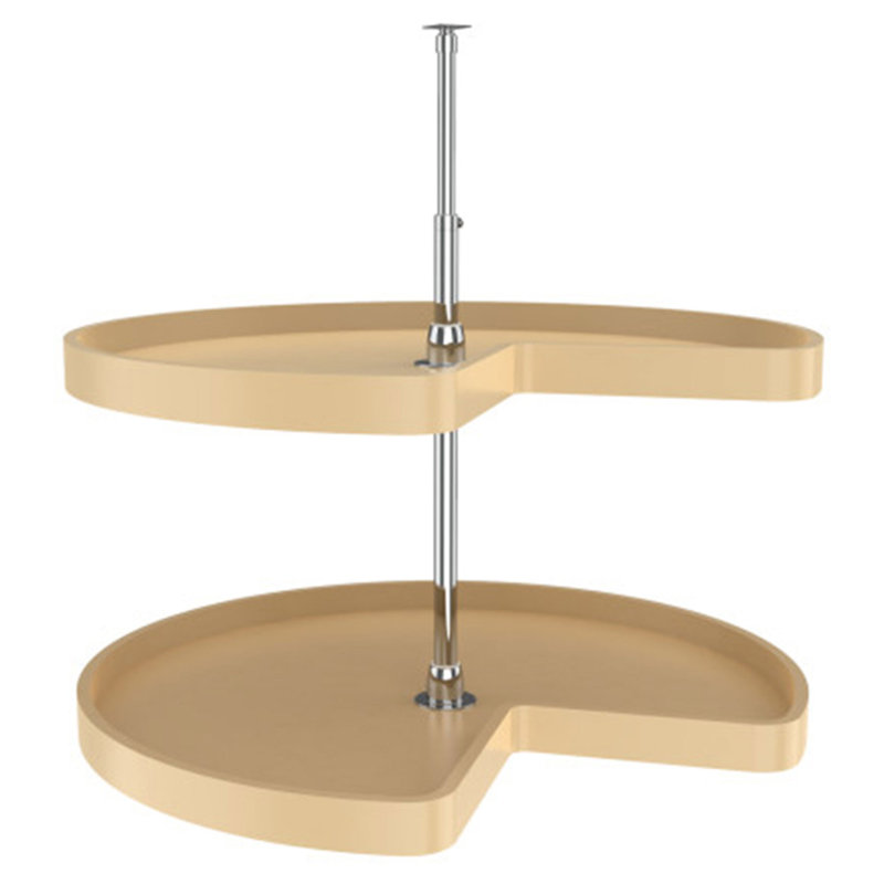 Polymer Kidney-Shaped 2-Shelf Lazy Susans for Corner Base Cabinets, Almond, 32" W