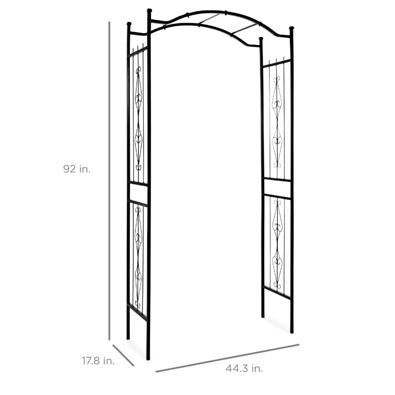 92 in. Steel Garden Arch Arbor Outdoor Trellis for Garden, Climbing Plants with Wire Lattice