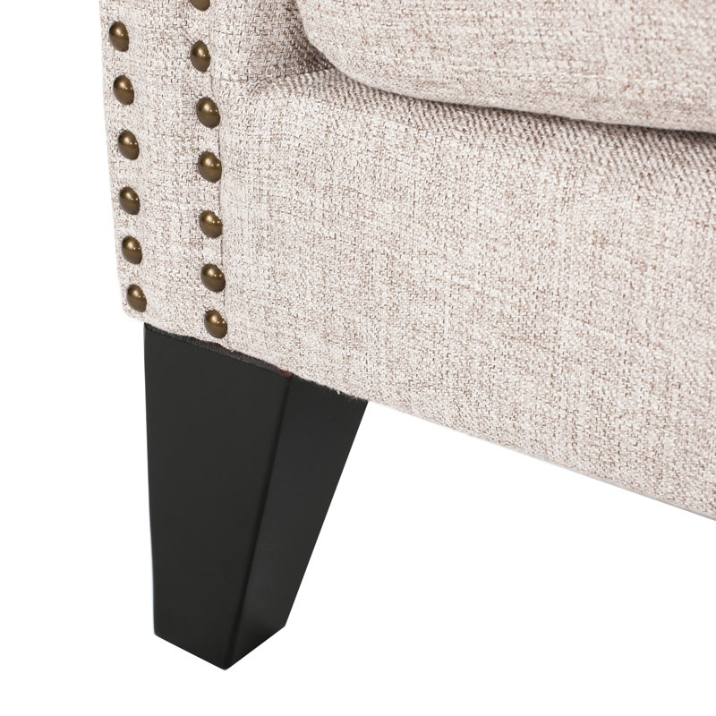 Magnifique chaise d'appoint - Tissu beige capitonné de façon captivante
