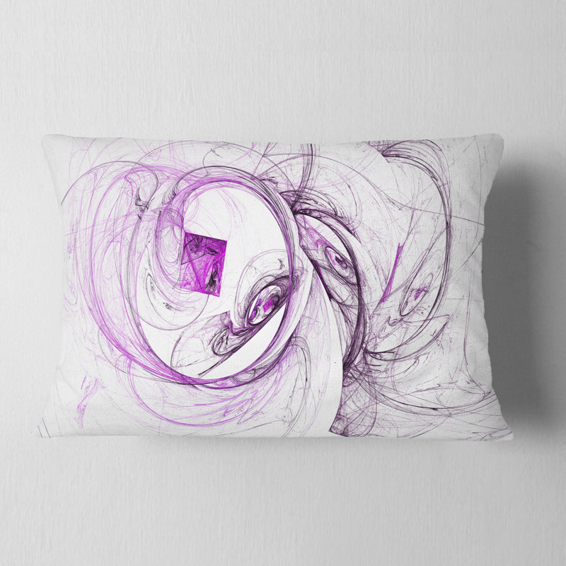 Billow Smoke - Coussin imprimé abstrait, Mauve / blanc