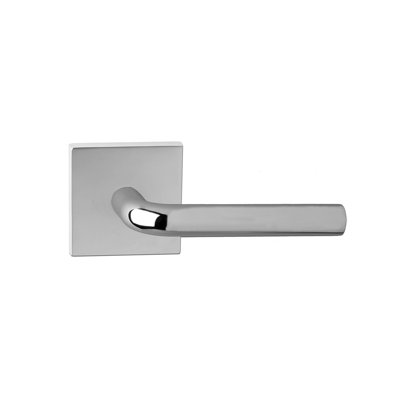 Levier de passage à poignée plate Bravura 938-7 sur rosette contemporaine carrée en chrome poli