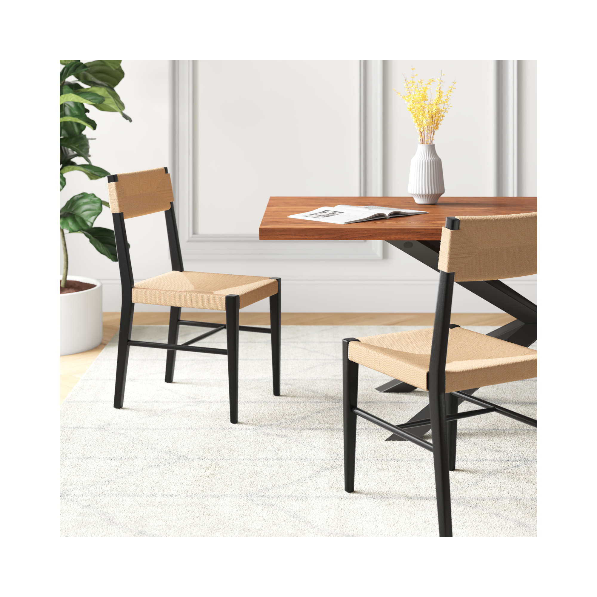 Gettysburg Woven Side Chair, Black, Black