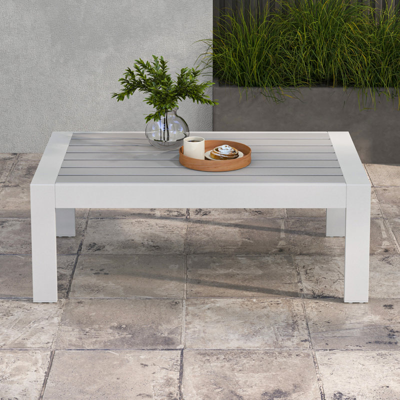 Table basse de patio, Blanc gris