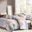 Édredon simple / simple en coton imprimé gris TG / avec jupe de lit et 3 superbes coussins décoratifs avec rembourrage