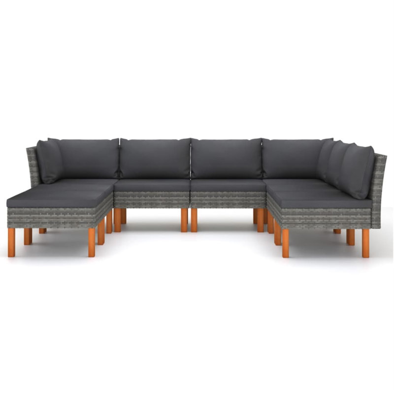 Brause 23.6" Wide Eucalyptus Square Patio Sectional Set with Cushions, Gray Frame/Anthracite Cushion