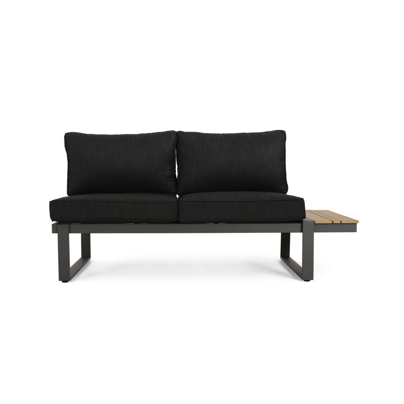 Sterling Left Arm Sofa Seater, Outdoor Patio Sofa, Gray, Black