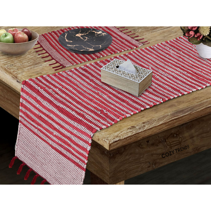 TABLE-RUNNER, 108" L x 15" D, Red/White