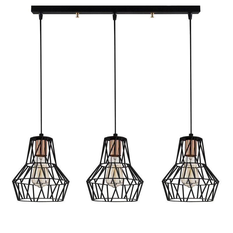 Luminaire suspendu géométrique à 3 lumières pour îlot de cuisine Dartford