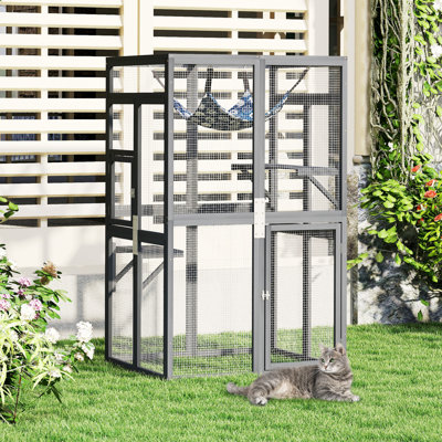 Catio Outdoor Cat Enclosure Window Access(Grey)