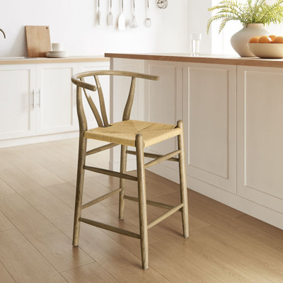 Amish Wood Bar Stool In Teak