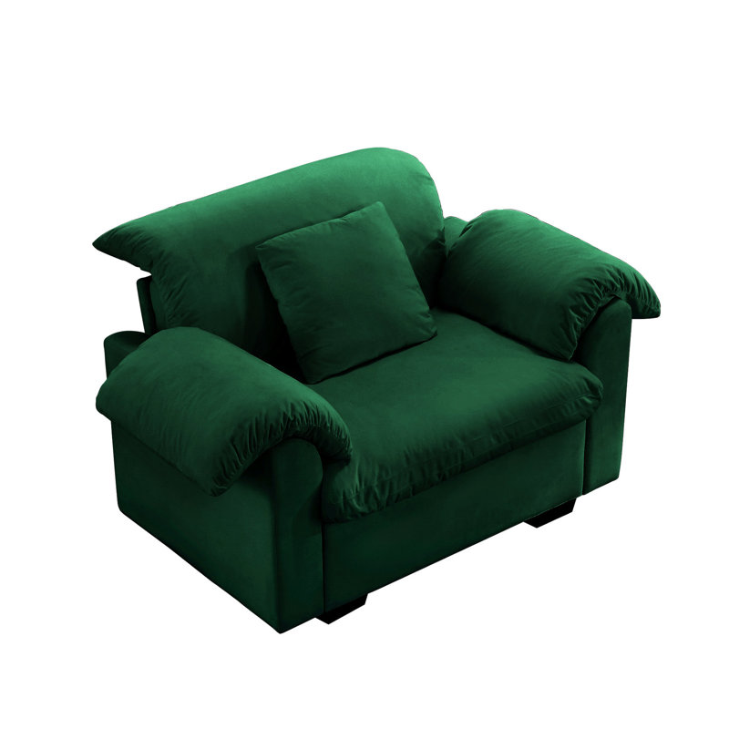 Fauteuil moelleux avec accoudoirs, velours avec fonction de rangement pour le salon et le velours