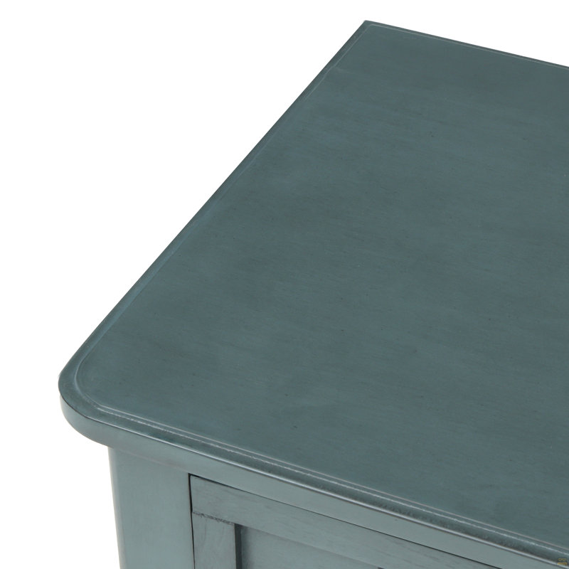 Console étroite, canapé-lit mince avec trois tiroirs de rangement et tablette inférieure pour le salon, assemblage facile (bleu marine)