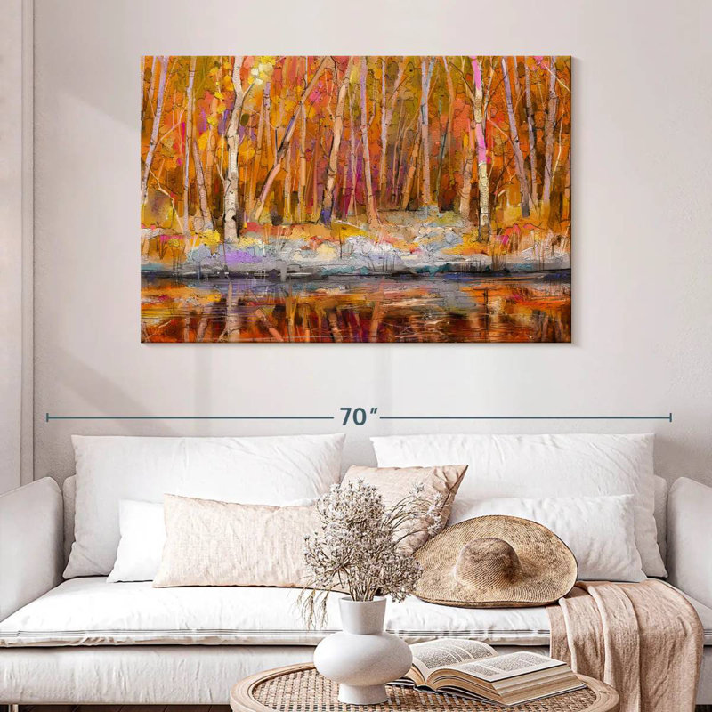 Alvord Thick Fall Woodland Painting, 32" H x 48" W