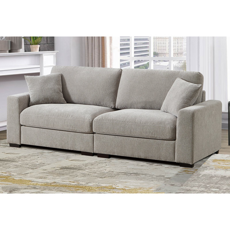 Ahaana Upholstered 91'' Sofa, Light Gray Polyester Blend