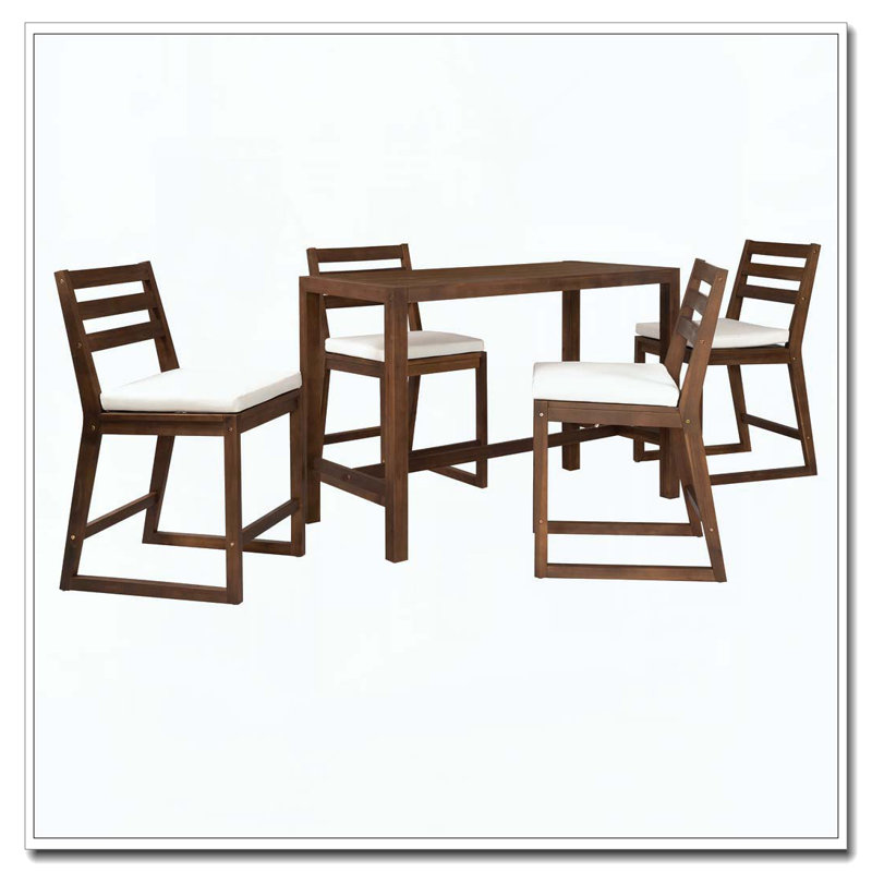 5-Piece Rustic Patio Bar Set, Mocha