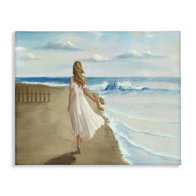 'Walk on the Beach Blue Ocean' by Ziwei Li - Painting Print