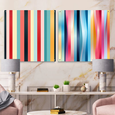 Deandrea - Ensemble de 2 peintures murales abstraites en acrylique
