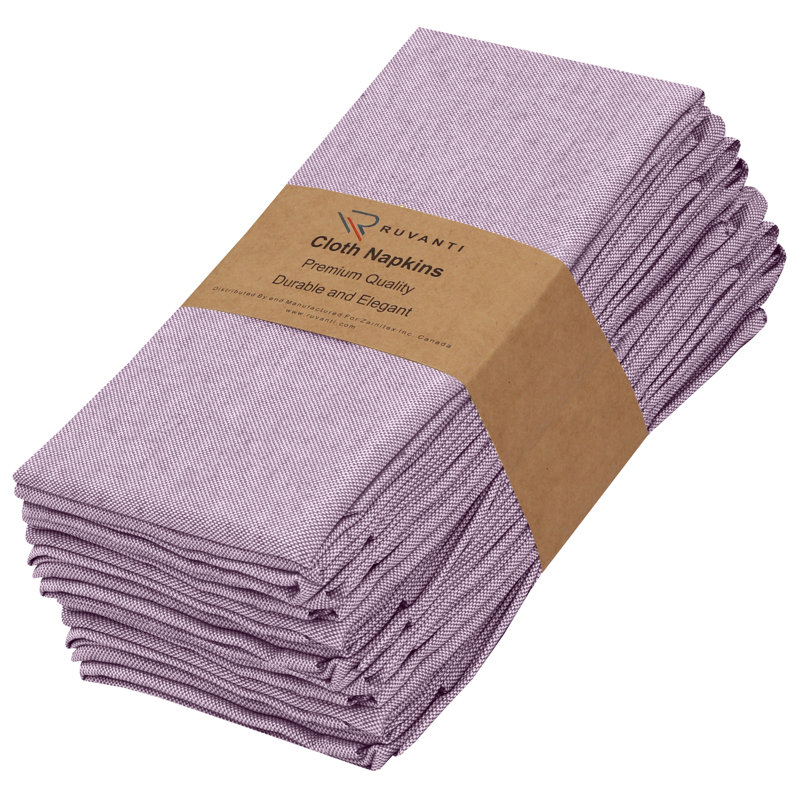 Serviette carrée en polyester et coton, Mauve