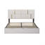 Grand lit plateforme tapissier avec système de rangement hydraulique, sans sommier tapissier, beige