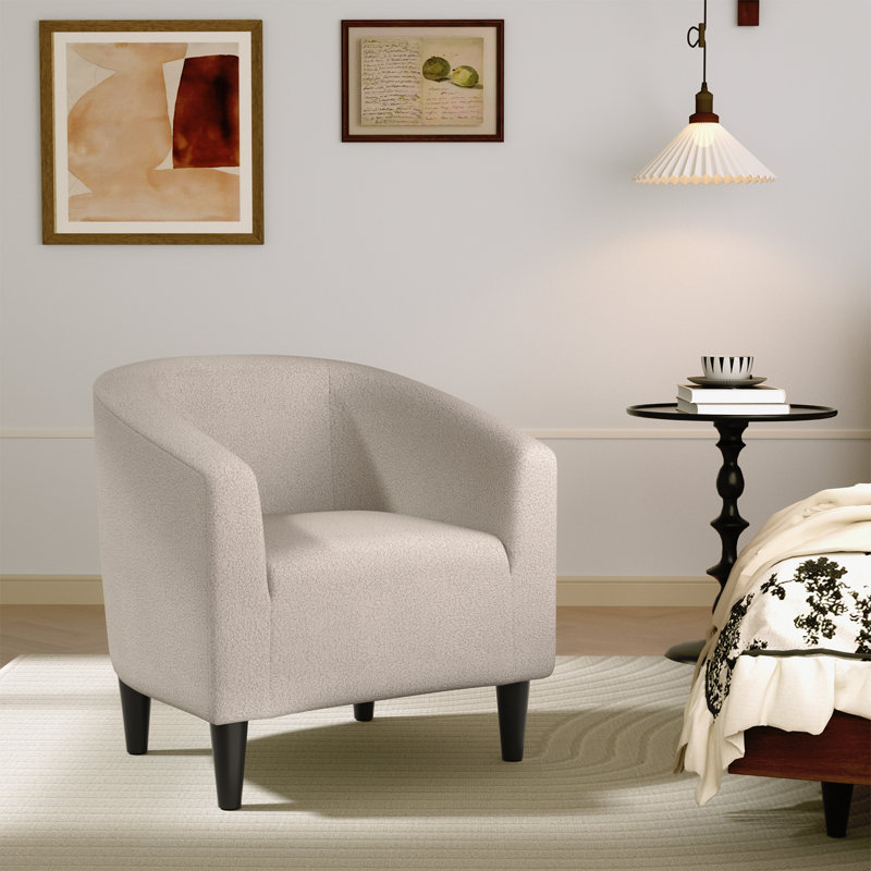 Hasting Upholstered Barrel Shaped Accent Chair Stylish Home Office Sofa Chair with comfy Seat and Backrest Perfect for Living Room Bedroom 