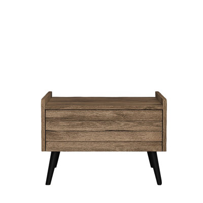 Rowson Modern Walnut Nightstand with 100% Chipboard Construction, 23.6 x 15.7 x 17.7 inches | 0.71 in Thick MDF Drawer with Cover | Stylish Solid Color Design, Perfect for Bedroom or Living Room Décor