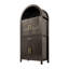 Armoire de cuisine 71 po en bois aggloméré noir avec porte en verre arquée, tablettes réglables et porte de grange pour le rangement de la salle à manger