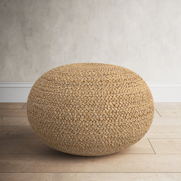 Natural Woven Pouf Ottoman