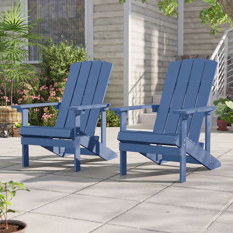 Kona HIPS Adirondack Chair Weather Resistant 350 Lbs for Outside Plastic Firepit Chair, Navy Blue