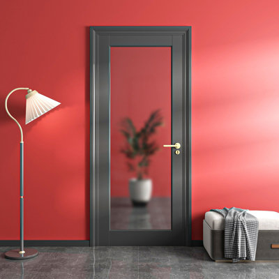 Agitateur de porte d'intérieur en verre givré 24 po x 1 po 24 po x 1 po, panneau pré-assemblé pour portes de grange, portes de poche, porte française, garde-manger, chambre à coucher, placard, buanderie et salle de bain, préfini